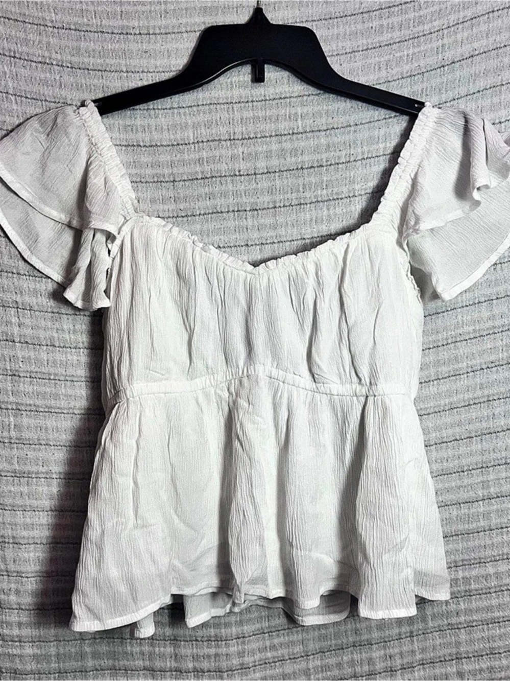 Hollister Easy Ruffle Babydoll Top White Women's XL